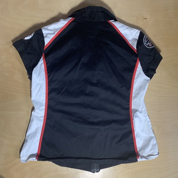 Harley Davidson Zip Up Shirt Womens Red & Black 2XL Work Shirt Garage Shirt - Picture 6 of 6